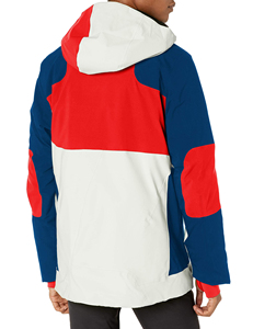 Chaqueta de Esquí con Capucha para Hombre, en Bloques de Color Azul, Blanco y Rojo, Impermeable, con Cierre de Cremallera Gore-Tex, para Invierno - Product Image 2