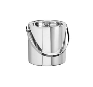 Silver Stainless Steel Ice <b>Bucket</b> with <b>Lid</b> and Handle Round Classic Beverage Cooler Tub - Product Image 5