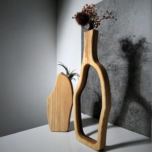 Handcrafted Wooden <b>Vases</b> <b>Set</b> (Tall) | Ash and Oak Woods | Unique Home Decor - Product Image 2