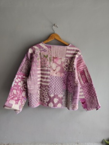 Quilted <b>Patchwork</b> <b>Jacket</b> Women's V-Neck Three Quarter Sleeve Cotton Autumn Style Button Closure Regular Length gifts for her - Product Image 6