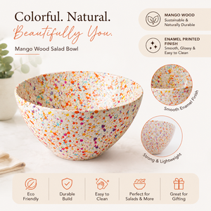 Bol à salade en bois de manguier émaillé, fait main, coloré, sûr pour les aliments, bol de service en bois moderne, pour fruits, pâtes, mélange - Product Image 5
