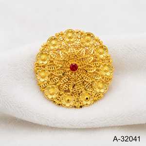Collier de fleurs plaqué or avec pierre de rubis pour femmes, bijoux de mariage A-32041 - Product Image 1