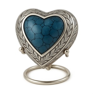 Plain Blue European Style Heart <b>Keepsake</b> Pet Cremation Urn with Storage Function <b>Memorial</b> Ashes Container Customizable Design - Product Image 6