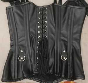 Fancy OEM ODM Real Leather Women's <b>Corset</b> <b>Gothic</b> Breathable High Compression Medium Control Waist Trainer Shapers Collar Front - Product Image 3