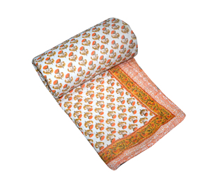 Lot en gros de couettes traditionnelles réversibles faites à la main en 100 % coton Silkgram avec imprimé éléphant bleu et motif estampé à la main - Product Image 2