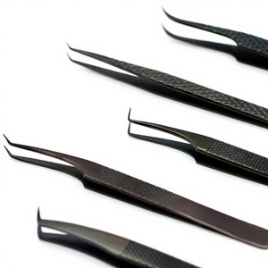 Pince à épiler japonaise en acier inoxydable avec fibre et pointe diamantée Applicateur de cils en métal pour extension de cils durable Échantillon gratuit - Product Image 1
