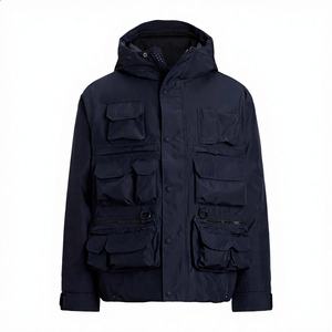 Chaqueta de Hombre Acolchada con Múltiples Bolsillos y Cuello Alto, de Lona, Transpirable, Resistente al Viento, Estilo Casual Urbano con Plumas - Product Image 1