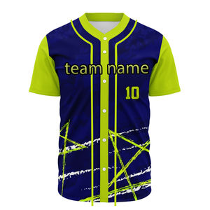 Camiseta de béisbol personalizada con nombre del equipo, diseño de patrón digital azul 10, camiseta deportiva de manga corta - Product Image 3