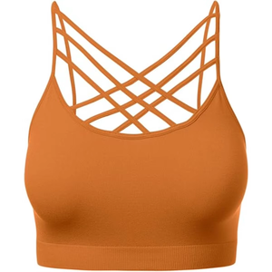 Custom Women Sports Bra <b>Strappy</b> Criss Cross Crop <b>Top</b> Athletic Workout Activewear Private Label OEM Wholesale Supplier - Product Image 3