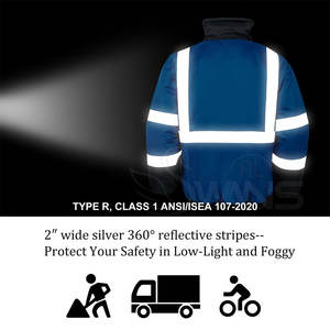 เสื้อแจ็คเก็ตนิรภัยคุณภาพสูงสำหรับฤดูหนาว สะท้อนแสงได้ดี มีโลโก้ด้านหน้า ผลิตจากผ้าฝ้าย/โพลีเอสเตอร์ ออกแบบได้ตามต้องการ ราคาขายส่งสำหรับผู้ชาย - Product Image 5