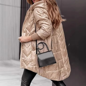 Chaqueta de Mujer para Otoño e Invierno, Nueva Moda, con Capucha, Holgada, Manga Larga, Color Sólido, Cierre de Cremallera, Abrigo Informal, Relleno de Algodón, Transpirable - Product Image 3