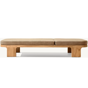 Chaise longue de luxe moderne en teck massif pour extérieur, inclinable manuellement, avec coussin en tissu imperméable, mobilier de piscine pour hôtel et complexe hôtelier - Product Image 6