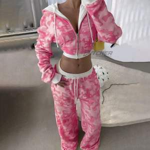 Conjunto Deportivo Retro para Mujer con Capucha, Lavado Ácido, Estilo Urbano, 100% Algodón, Logotipo Personalizado, Directo de Fábrica - Product Image 3