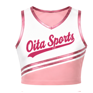 Camiseta Deportiva Rosa Bebé sin Mangas para Animadoras, Top Corto Ligero, Ropa Deportiva Transpirable para Entrenamiento en Equipo - Product Image 1
