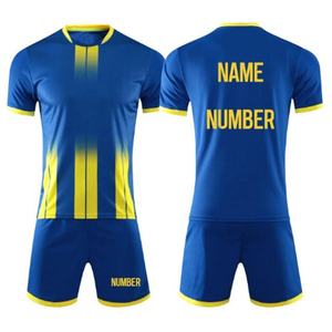 Ensemble de maillot de football pour hommes, dégradé turquoise, imprimé par sublimation, jersey tricoté à séchage rapide, short, col rond, style sportif d'été - Product Image 4