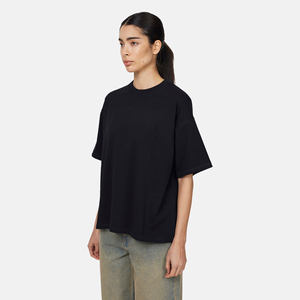 เสื้อยืดคอกลมแขนสั้นทรงโอเวอร์ไซส์สำหรับผู้หญิง สีพื้น ทรงหลวม ผ้าฝ้ายเจอร์ซีย์ 100% ระบายอากาศได้ดี ใส่ได้ทุกฤดู - Product Image 6