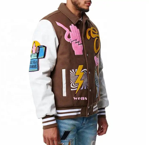 Chaqueta Universitaria de Béisbol con Diseño de Patchwork 2025, Talla Regular, Bordado Personalizado, Chaquetas Varsity de Alta Calidad - Product Image 4