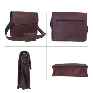 Genuine Leather Laptop Messenger Bag for Men Slim Crossbody Shoulder Bag with Flap, Lightweight Business Work Satchel for Office - Product Image 5
