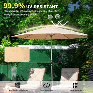 Ombrellone da Patio da 3 Metri con Manovella Inclinabile a Pulsante, Protezione UV e Impermeabile, per Tavoli da Esterno e Basi per Ombrelloni da Mercato - Product Image 3