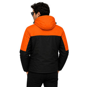 Custom Men's <b>Waterproof</b> Hooded Puffer <b>Jacket</b> Winter Windproof Insulated Outdoor Thermal Coat Orange Black Full Zip <b>Parka</b> OEM ODM - Product Image 5