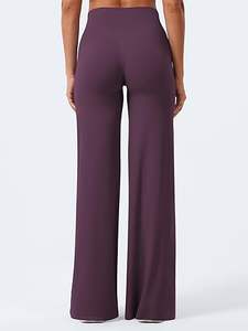 กางเกงเลกกิ้งขาบานสำหรับผู้หญิง ทรงโยคะแบบไขว้ ช่วยกระชับหน้าท้อง เอวสูง ขากว้าง - Product Image 2