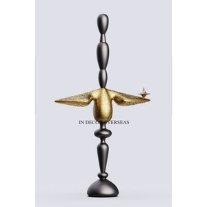 Ensemble de 3 sculptures de tulipes dorées de haute qualité, faites à la main sur base en marbre blanc, décoration de table pour salon à prix impressionnant - Product Image 4
