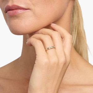 14K Yellow Gold Hexagon Round Lab Grown Diamond Women's Anniversary Luxury Band <b>Ring</b> - Product Image 4