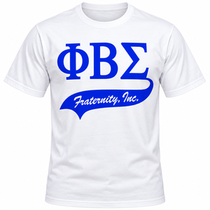 Phi Beta Sigma <b>White</b> <b>Mens</b> Graphic T <b>Shirt</b> with Royal Blue Greek Letter Logo Fraternity Inc Print <b>Short</b> <b>Sleeve</b> Crew Neck Casual - Product Image 3
