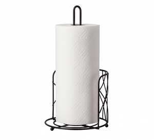 Modern Black Metal Paper Towel Holder Freestanding Circular Design Minimalist Style For Kitchen <b>Accessory</b> And <b>Bathroom</b> Use - Product Image 1
