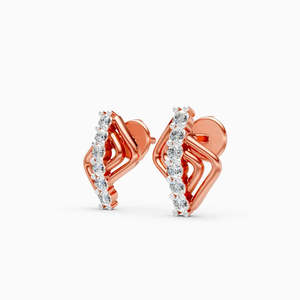 Daily Wear Lab Grown Diamond Layered Open <b>Frame</b> Studs 0.18 Ct In 9K Yellow White And Rose Gold - Product Image 1