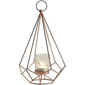 Geometric Iron Candle <b>Lanterns</b> Black Frame Hanging <b>Tea</b> <b>Light</b> Holders For Home Decoration Wedding - Product Image 5