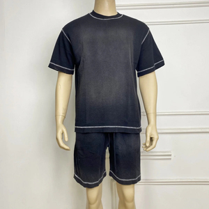 Pantalones Cortos de Alta Calidad Estilo Streetwear con Lavado Ácido, Cintura con Cordón Ajustable, Bajo sin Rematar de Algodón Personalizado, Vintage y Desgastados - Product Image 2