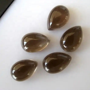 Cuarzo ahumado marrón natural, 7mm x 10mm, cabujones lisos de pera, venta al por mayor, piedras preciosas sueltas semipreciosas para la fabricación de joyas en línea Suppl - Product Image 2