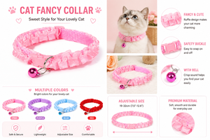 Fancy Cat <b>Collar</b> OEM ODM Custom Logo Adjustable Ruffle Kitten <b>Collar</b> with Bell Direct Manufacturer - Product Image 5