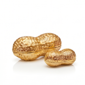 Coffret de rangement de luxe en métal doré pour dattes et fruits secs, en forme de coquille texturée réaliste - Product Image 1