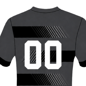 Camiseta de Rugby Gris Carbón/Negro de Manga Corta con Cuello Redondo y Rayas, Uniforme de Equipo Personalizado, Transpirable, para Entrenamiento y Rendimiento Atlético - Product Image 4