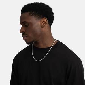 Collier chaîne Figaro en argent sterling 925 plaqué rhodium pour homme, style hip-hop, minimaliste, à porter au quotidien, cadeau de mariage - Product Image 4
