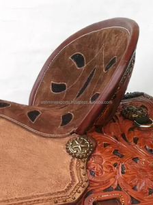 Selle Western sans arceau marron foncé en cuir naturel, gravure florale artisanale, siège rigide rembourré, pour l'équitation - Meilleures ventes - Product Image 3