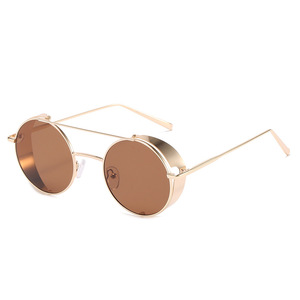 Gafas de Sol Modernas RTS de Estilo Steampunk, Montura Redonda Completa de Metal, Lentes de PC con Protección UV400, Personalizables para Hombre y Mujer - Product Image 1