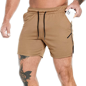 Hot Selling Men's Shorts High Street Style Windproof 100% Cotton <b>Elastic</b> Waist Mid Waist Embroidered Fitness Training Shorts - Product Image 4