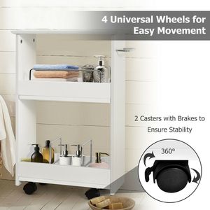 Carrello portaoggetti mobile a 3 ripiani sottile con ruote e maniglia per bagno - Product Image 4
