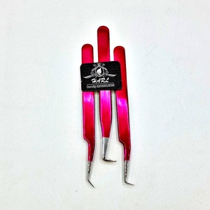 Pince à épiler d'extension de cils de marque privée pince à épiler de couleur magenta métallique pour extension de cils 90 angles minces et embouts en fibre de botte - Product Image 6