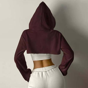 เสื้อฮู้ดครอปตัวยาวผ้าฟลีซคอตตอน 100% ระบายอากาศได้ดี กันลม ไซส์ใหญ่สำหรับผู้หญิง สไตล์ลำลอง ราคาโรงงาน ขายดี - Product Image 3