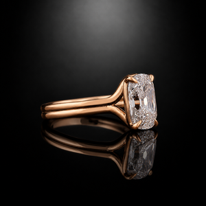 Anillo de compromiso solitario con diamante cultivado en laboratorio de 3 quilates, talla cojín, de oro macizo de 14K/10K, para mujer - Product Image 2