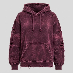Venta al por mayor de sudaderas con capucha para mujer con efecto desgastado, colores lavados, tela cómoda y acabados únicos para uso privado. - Product Image 4