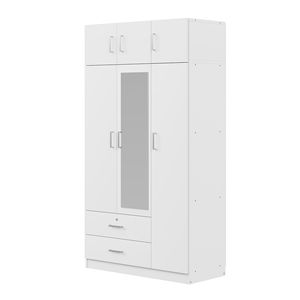 Armadio a specchio 3 porte a 2 cassetti con armadio superiore - Product Image 4