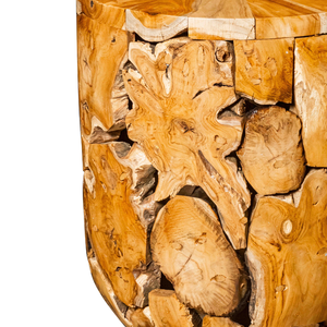 Table basse cylindrique en teck rustique ARTERRA Premium, motif grain de bois unique, robuste et durable, mobilier intemporel pour la maison - Product Image 3