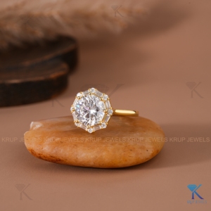 Bague de fiançailles Sunburst Halo avec diamant de laboratoire rond en or massif, style Art Déco vintage, bijou pour anniversaire - Product Image 2