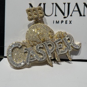 จี้เพชรโมอิสซาไนต์ VVS เงินแท้ 925 ชุบทอง ประดับอักษรย่อตามสั่ง สไตล์ฮิปฮอป สำหรับผู้ชาย - Product Image 1