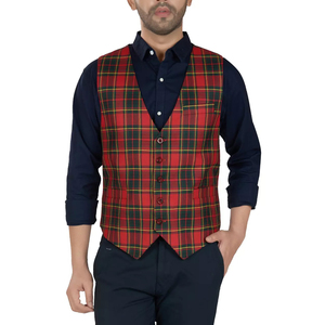 Mens Tartan Plaid Vest Slim Fit Waistcoat For Wedding Party And Business Formal Wear Best Mens Tartan Plaid Vest - Product Image 6